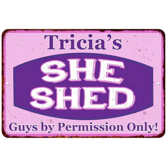 Tricia's Purple & Pink SHE SHED Vintage Sign 8x12 Woman Wall Decor 108120040339