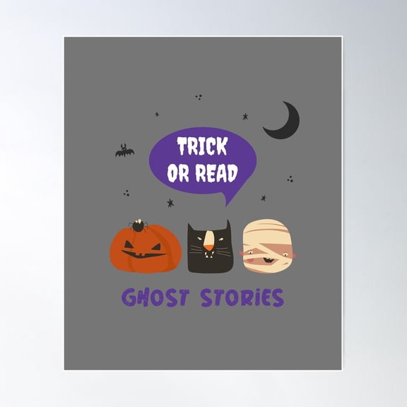 Trick Or Read Poster Wall Art, Modern Wall Decor For Living Room Bedroom, 24x36 UNFRAMED
