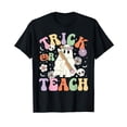 thumbnail image 1 of Trick Or Teach Cute Teacher Halloween Retro Floral Ghost T-Shirt, 1 of 5