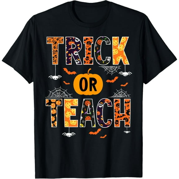 Trick Or Teach Retro Halloween Teacher Women Men Costume T-Shirt