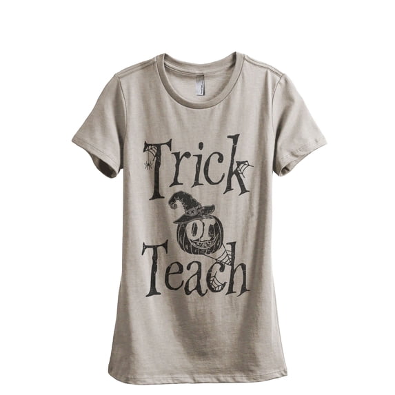Trick Or Teach Women's Fashion Relaxed T-Shirt Tee Heather Tan Medium