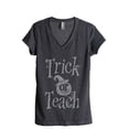 thumbnail image 1 of Trick Or Teach Women's Fashion Relaxed V-Neck T-Shirt Tee Charcoal Grey X-Large, 1 of 3