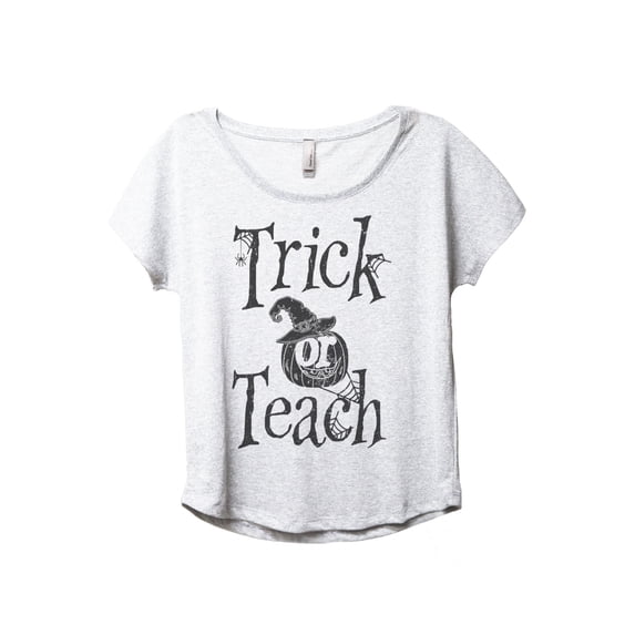 Trick Or Teach Women's Fashion Slouchy Dolman T-Shirt Tee Heather White Large