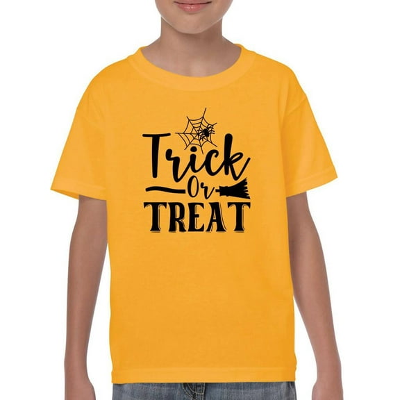 Trick Or Trear. Spider And Broom T-Shirt Juniors -Image by Shutterstock,  x-Small