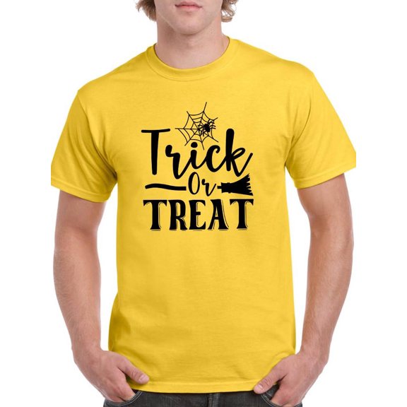 Trick Or Trear. Spider And Broom T-Shirt Men -Image by Shutterstock, Male 4X-Large