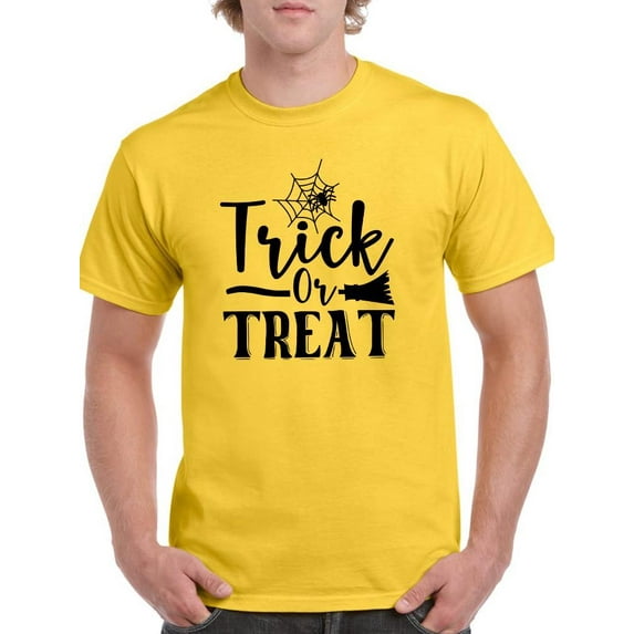 Trick Or Trear. Spider And Broom T-Shirt Men -Image by Shutterstock, Male Large