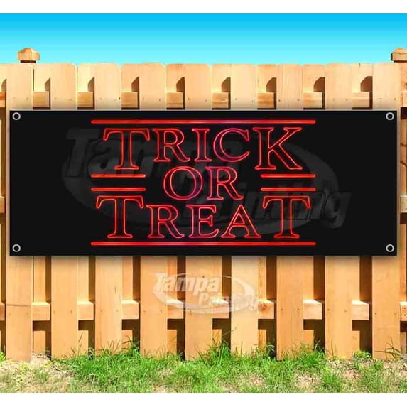 Trick Or Treat 13 oz Vinyl Banner With Metal Grommets