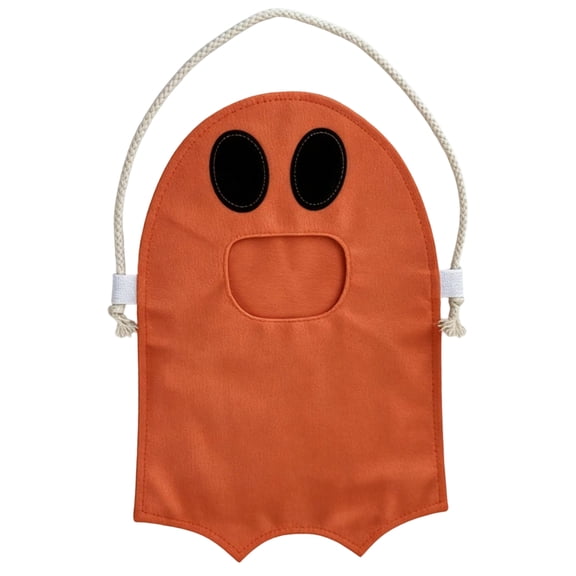 Trick Or Treat Bag Orange Ghost Halloween Gift Bag Reusable Tote for Party Favors Candy Storage 1 Pack