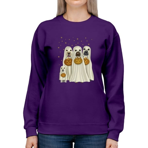 Trick Or Treat Dogs Sweatshirt Women -Fab Funky Designs, Female Large