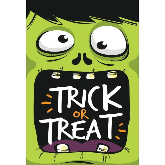 Trick Or Treat Green Monster 29 x 42 Large Halloween House Flag