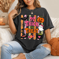 thumbnail image 1 of Trick Or Treat Halloween T-Shirt, Cute Ghost Pumpkin Graphic Tee, Coquette Spooky Season Shirt, Pink Halloween Candy Apparel Gift for Her - Pepper, S, 1 of 1