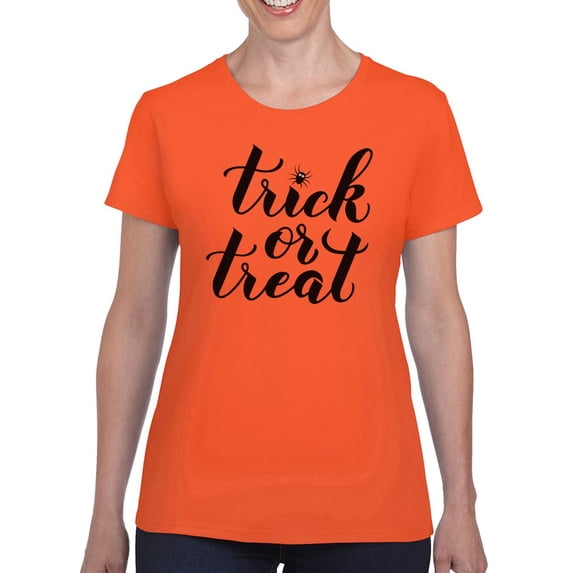 Trick Or Treat Quote T-Shirt Women -Image by Shutterstock, Female Large