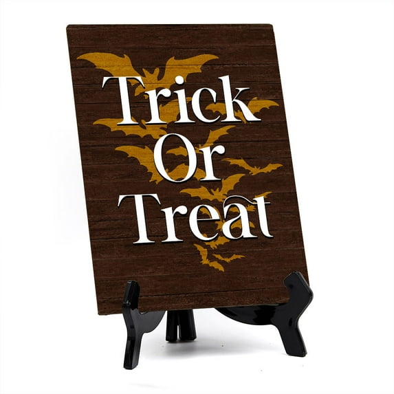 Trick Or Treat Table Sign 6x8 With Easel Family Home Decor | Great For Hospitality Venues, Parties & Homes | Funny Novelty Gifts | Halloween