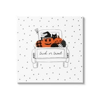 Trick Or Treat Truck Pumpkins Doodle Style Drawing Transportation Graphic Art Gallery-Wrapped Canvas Print Wall Art
