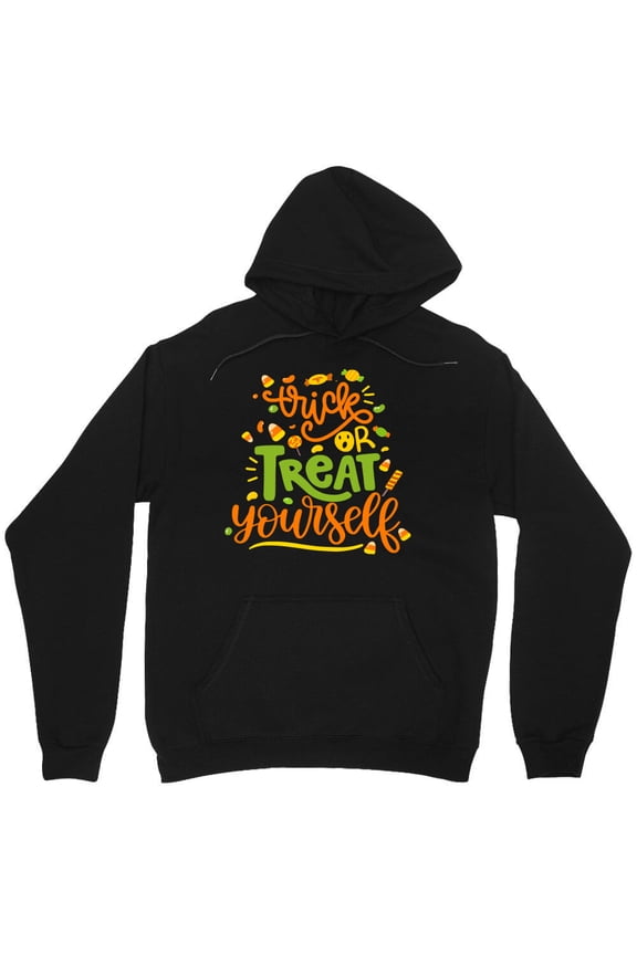 Trick Or Treat Yourself Graphic Funny Halloween Pun Humor Simple Quote - Thoughtful Gift Idea M9009 Unisex Hoodie, Up to Size 5XL