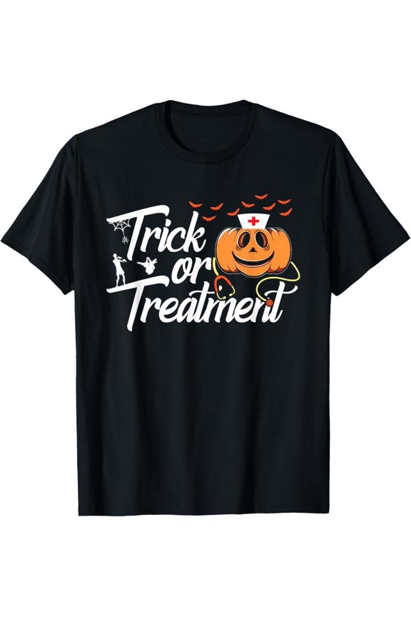 Trick Or Treatment Funny Medical Personnel Halloween Nurse T-Shirt