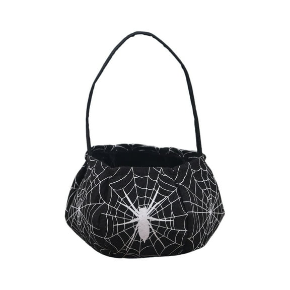 Trick Or Treats Bags Reusable Kids Baskets, Large Capacity Spider Web Pattern Led Light Up Candy Storage Bag For Party Festival Gift Giving