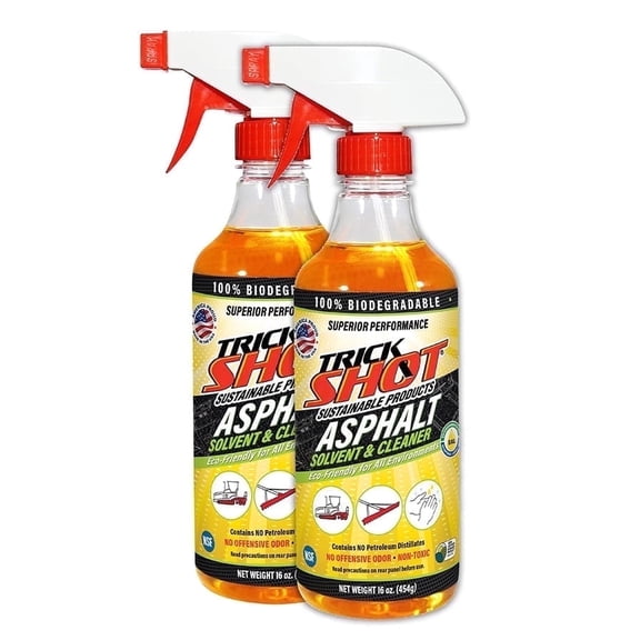 Trick Shot Asphalt Solvent and Cleaner, Biodegradable Industrial Degreaser for Paving Equipment and Tools, Made in USA, 16 oz