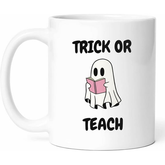 Trick Or Teach Mug - Halloween Teacher Coffee Cup - Funny Gift For Teachers - Spooky Classroom Fun - Educator Halloween Humor Mug - 11 Ounces Ceramic Mug For Halloween