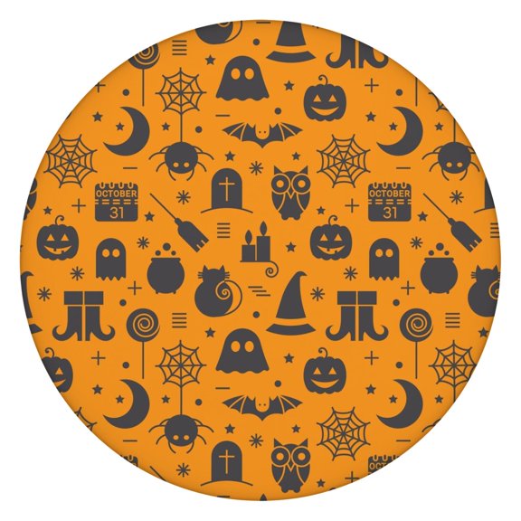Trick Treat Bag Tablecloth - Elastic Waterproof Fitted Cover with Candy Skeleton Pattern,52 inch Round Elastic Tablecloth