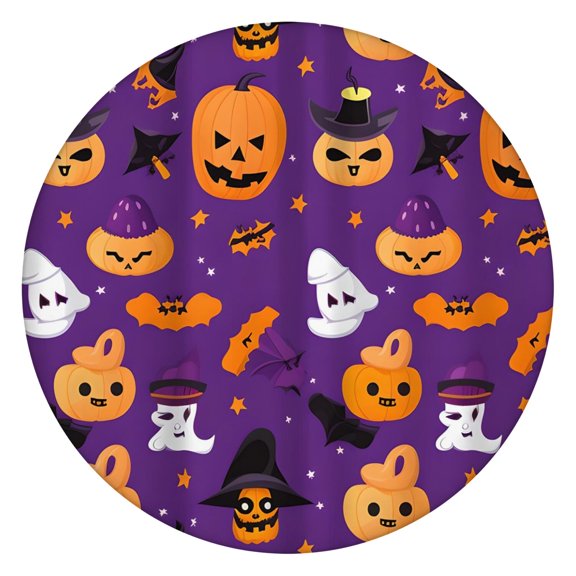 Trick Treat Bag Tablecloth - Elastic Waterproof Fitted Cover with Candy Skeleton Pattern,52 inch Round Elastic Tablecloth