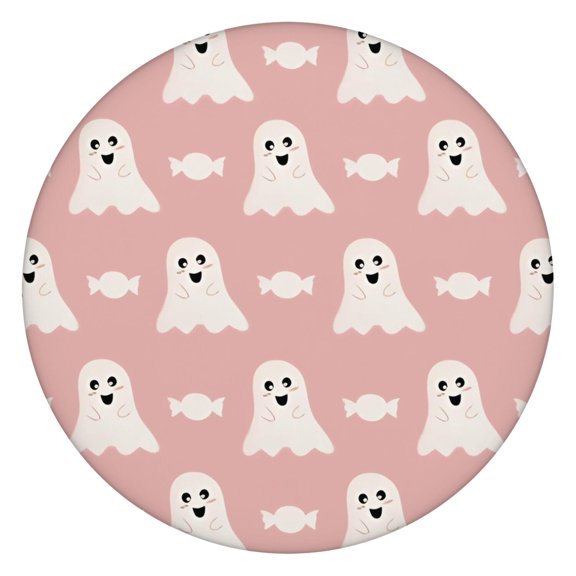 Trick Treat Bag Tablecloth - Elastic Waterproof Fitted Cover with Candy Skeleton Pattern,52 inch Round Elastic Tablecloth