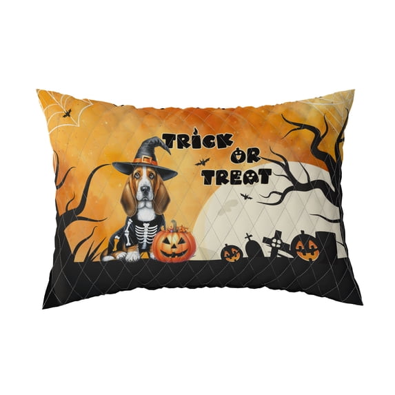 Trick or Treat Basset Hound Needs Candy Happy Halloween Night Quilt Pillowcase Bassets Dog Breed Lovers Gifts Idea Throw Pillow Cover Bed Home Decor - 02020