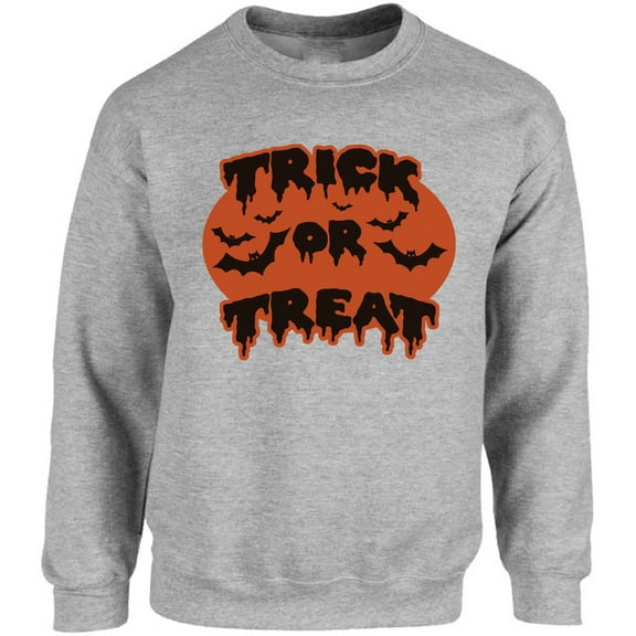 Trick or Treat Bats Unisex Sweatshirt Halloween Sweater for Her Him - S M L XL 2XL 3XL 4XL 5XL Graphic Tee - Women Men Crewneck Funny Happy Halloween Holiday Gift