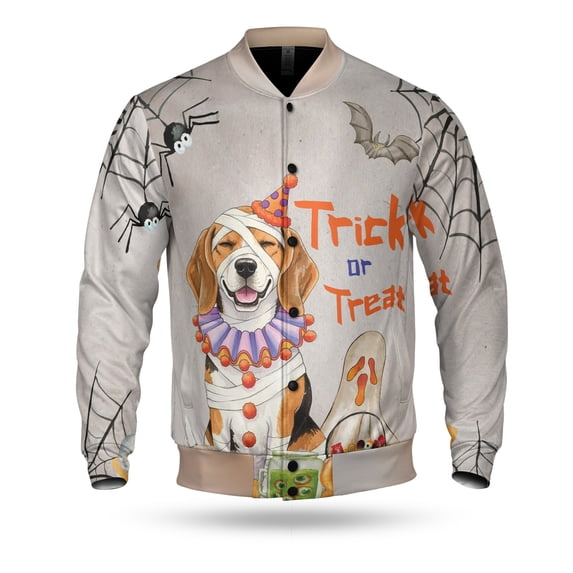 Trick or Treat Beagle Funny Mummy Cosplay Pumpkin Candy Basket All Over Print 3D Baseball Jacket Beagles Dog Lover Gifts Idea Bomber Jacket Softball - 12016