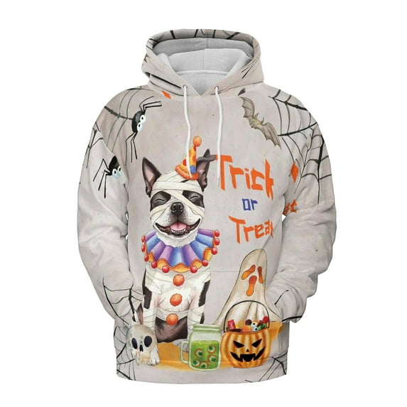 Trick or Treat Boston Terrier Funny Mummy Cosplay Pumpkin Candy Basket All Over Print 3D Hoodie Unisex Merch Hoodies Gentleman Dog Lover Gifts - 12016