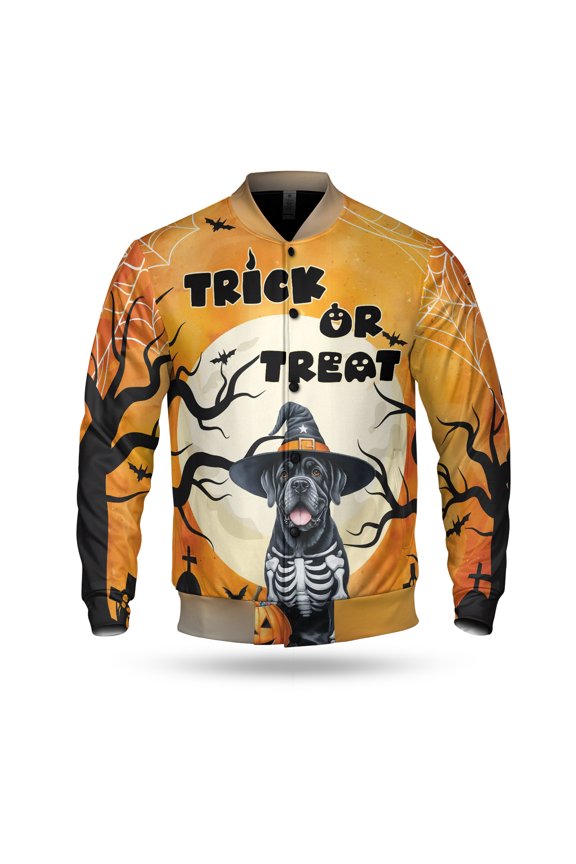 Trick or Treat Cane Corso Needs Candy Happy Halloween Night All Over Print 3D Baseball Jacket Italian Mastiff Dog Lover Gifts Idea Bomber Jacket Softball - 02020