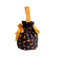 thumbnail image 1 of Trick Or Treat Drawstring Halloween Candy Bucket Bag, Gothic Spooky Tabletop Candy Station Decor, Reusable Polyester Treat Tote for Entryway and Porch Seasonal Displays, 1 of 6