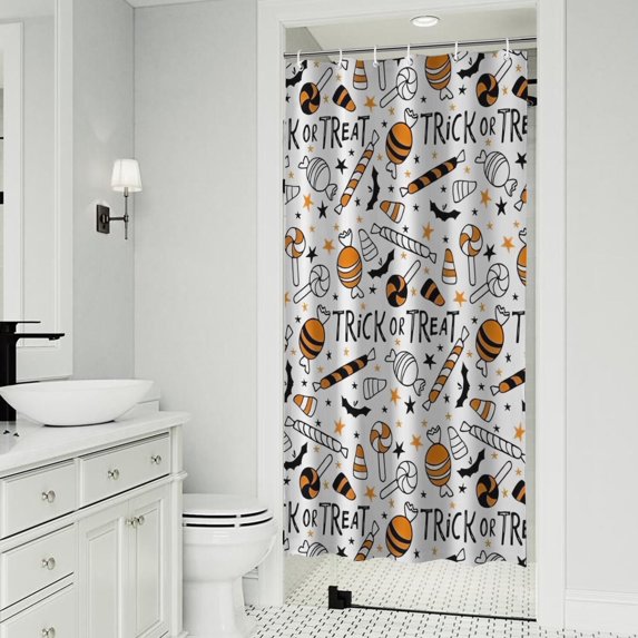 Trick or Treat Halloween Pattern Shower Curtain 36"x72" ,Bathroom Decorative Shower Curtains Set with 12 Hooks,Modern Waterproof Washable Shower Curtain