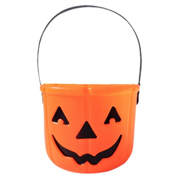 Trick or Treat Jack-o-Lantern Candy Pail Holder, Halloween Portable Pumpkin Bucket, Cute Halloween Decorations, Halloween Party Supplies (Orange/1 Pcs) 7.08x7.08x5.31"