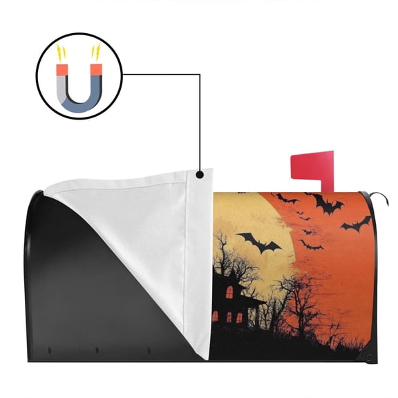 Trick or Treat Magnetic Mailbox Covers Standard Size 18x21 Inch, Halloween Bat Mailbox Wraps Mailbox Post Cover Seasonal Fall Halloween Holiday Mailbox Decor for Outside Garden Yard