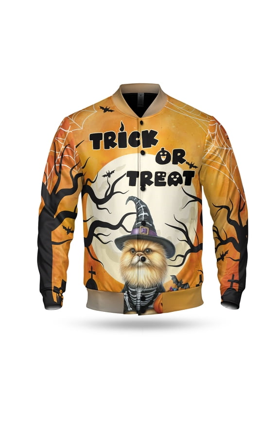 Trick or Treat Persian Needs Candy Happy Halloween Night All Over Print 3D Baseball Jacket Cat Lover Kitten Owner Gifts Bomber Jacket Softball - 02020