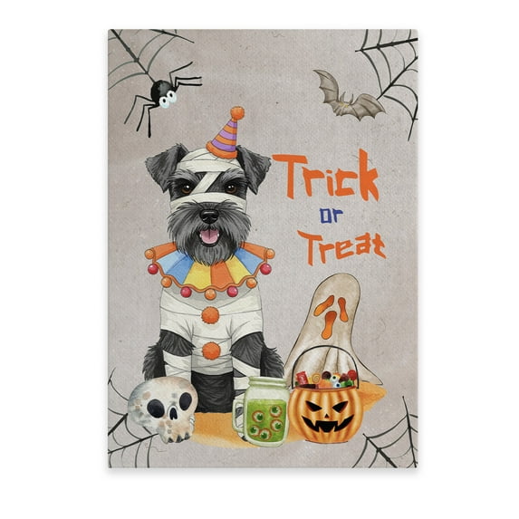 Trick or Treat Schnauzer Funny Mummy Cosplay Pumpkin Candy Basket Vertical Matte Canvas Poster Miniature Schnauzer Dog Lover Wall Art Home Decor - 12016