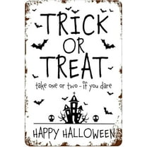 Trick or Treat Sign Halloween Candy Please Take One Social Distance Help Yourself Porch Door Candy Station Metal Signs Vintage Metal Tin Sign Bar Pub Club Cafe Home Wall Decor 8"x12"