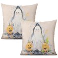 thumbnail image 1 of Trick or Treat Throw Pillow Covers 20x20 Inch Set of 2 Happy Halloween Pumpkin Ghost Pillow Cases Throw Cushion Cover Cushion Cases for Home Office Halloween Decoration, 1 of 6