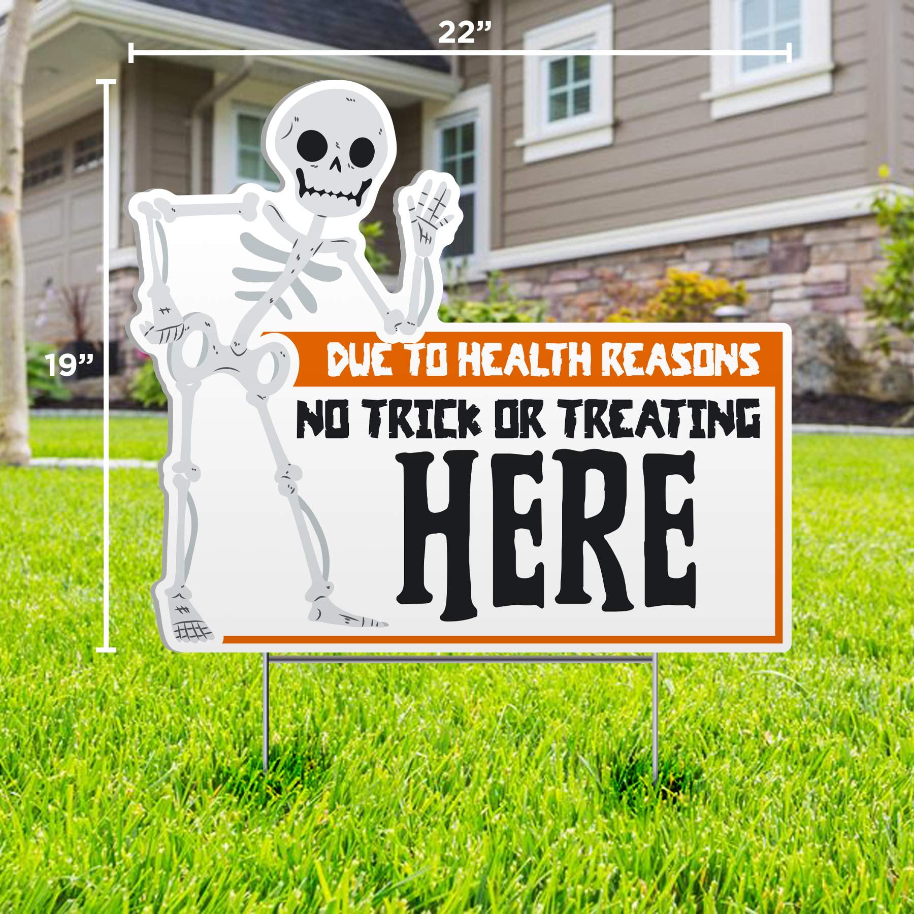 No Trick or Treating This Year (Due to Health Concerns) - Halloween Lawn Sign - 22" x 19" Yard Sign - Made of Weatherproof fluted plastic - Halloween Lawn Decorations