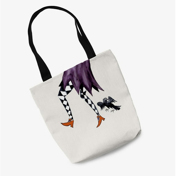 Trick or Treat A Witch and Her Bird Halloween Tote Bag