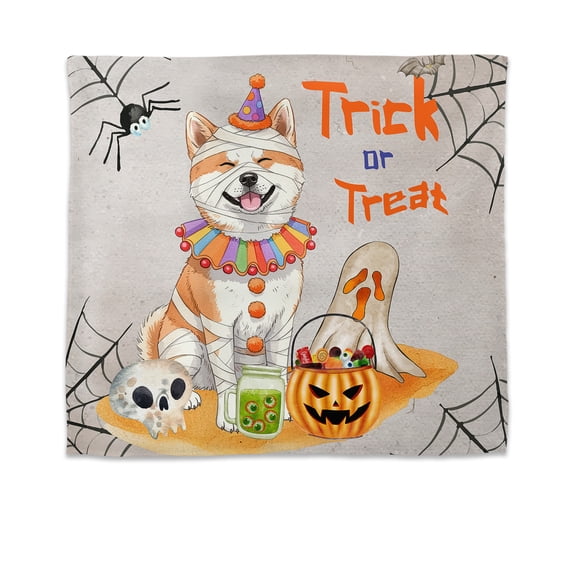 Trick or Treat Akita Funny Mummy Cosplay Pumpkin Candy Basket Tapestry Inu Dog Lover Wall Hanging Backdrop Home Decor - 12016