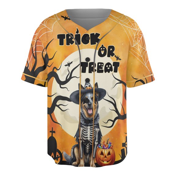 Trick or Treat Australian Cattle Dog Needs Candy Happy Halloween Night All Over Print 3D Baseball Shirt Heeler Lover Gifts Softball Sport - 02020
