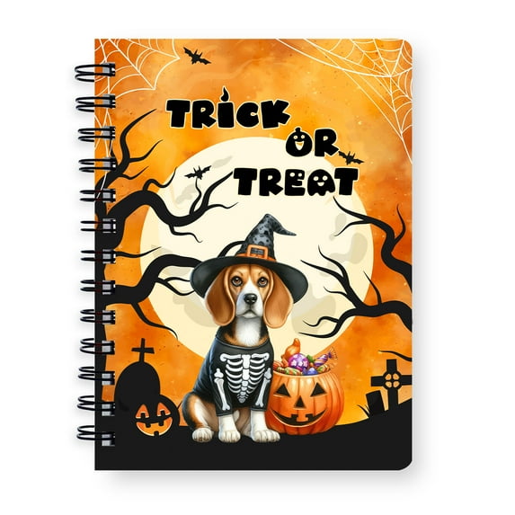Trick or Treat Beagle Needs Candy Happy Halloween Night Spiral Bound Journal Beagles Dog Lover Gifts Idea 5x7in Spiral Notebook - 02020