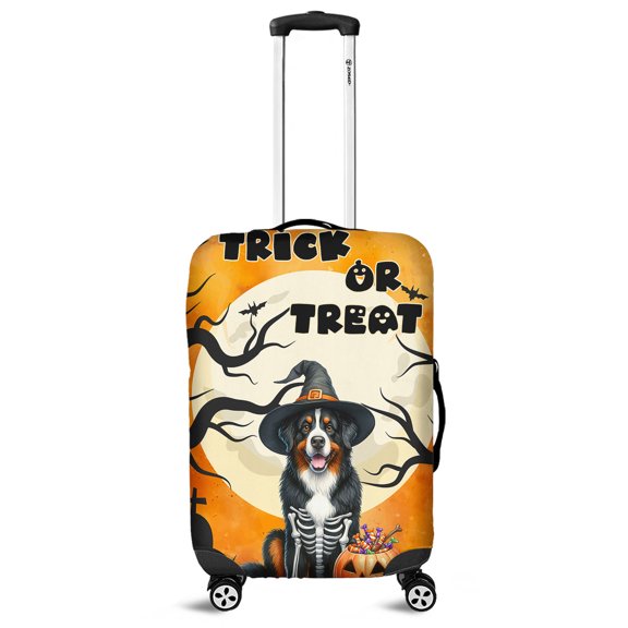 Trick or Treat Bernese Mountain Dog Needs Candy Happy Halloween Night Travel Luggage Cover Berner Lover Gifts Suitcase Dust Protective Decor - 02020