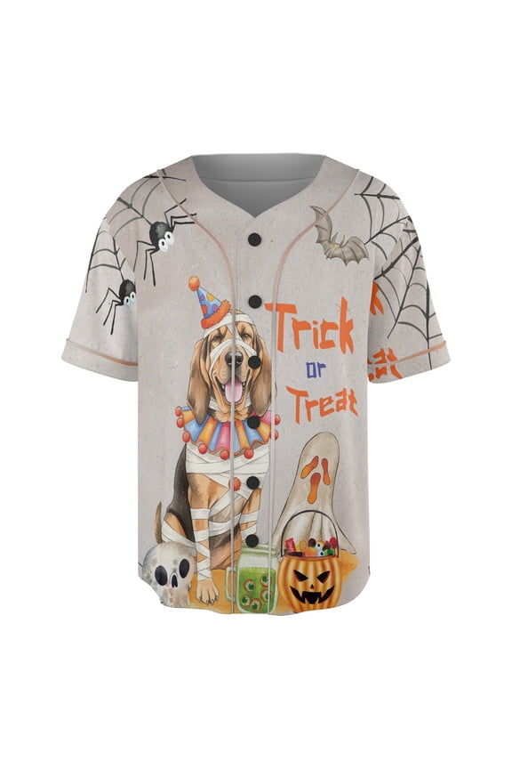 Trick or Treat Bloodhound Funny Mummy Cosplay Pumpkin Candy Basket All Over Print 3D Baseball Shirt Dog Lover Softball Sport - 12016