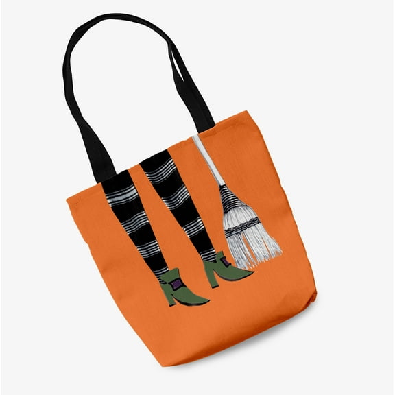 Trick or Treat Broom Lady Halloween Tote Bag