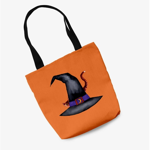 Trick or Treat Cat Behind the Hat Halloween Tote Bag