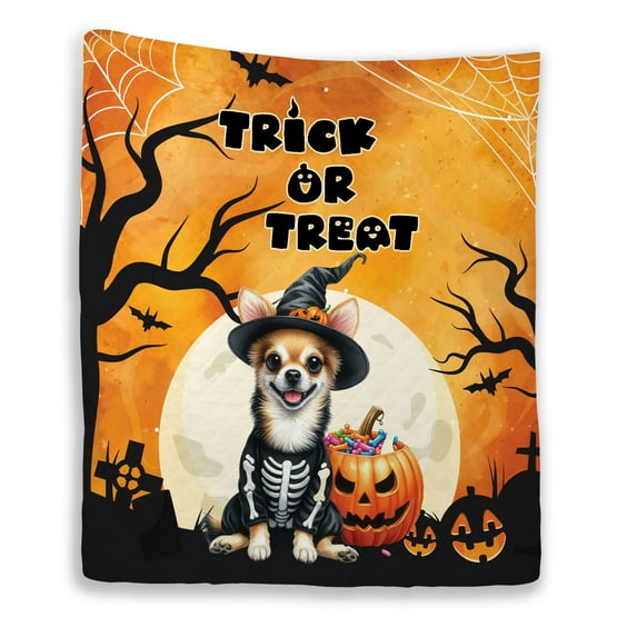 Trick or Treat Chihuahua Needs Candy Happy Halloween Night Quilt Blanket Dog Lover Gifts Idea Cozy Comforter Throw Blanket - 02020
