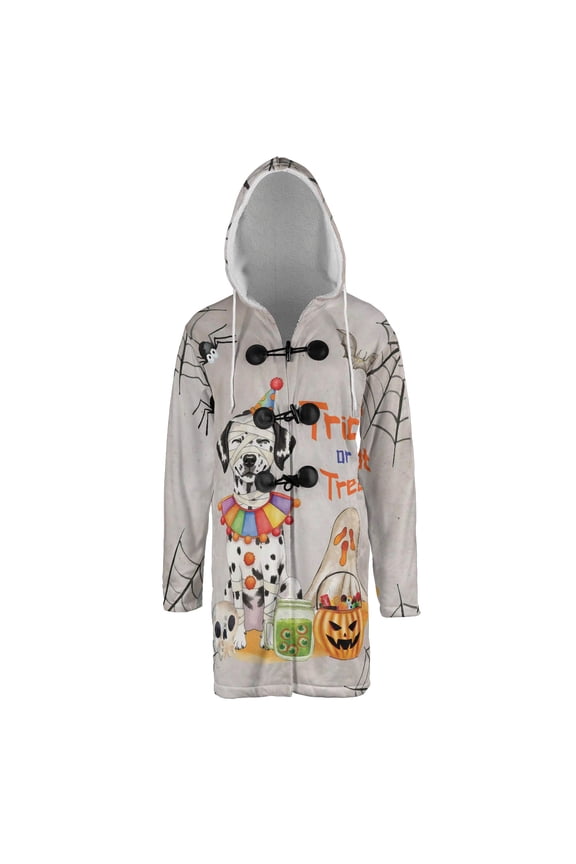 Trick or Treat Dalmatian Funny Mummy Cosplay Pumpkin Candy Basket All Over Print 3D Hooded Duffle Toggle Coat Dog Lover - 12016